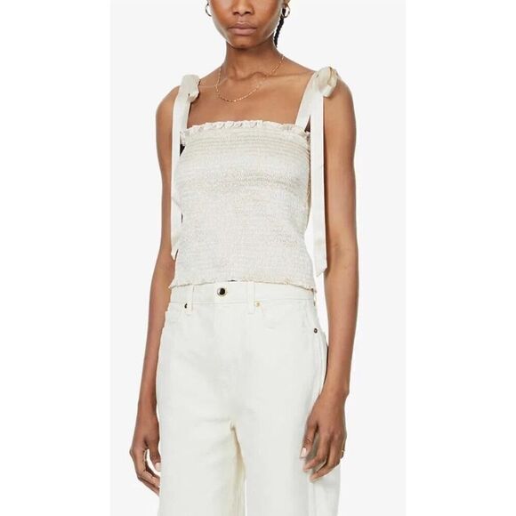 REFORMATION Pina Sleeveless Silk Top Cream Beige sz Small - Picture 2 of 12